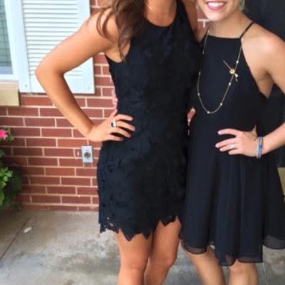 Astr women's flora Black Lace Dress